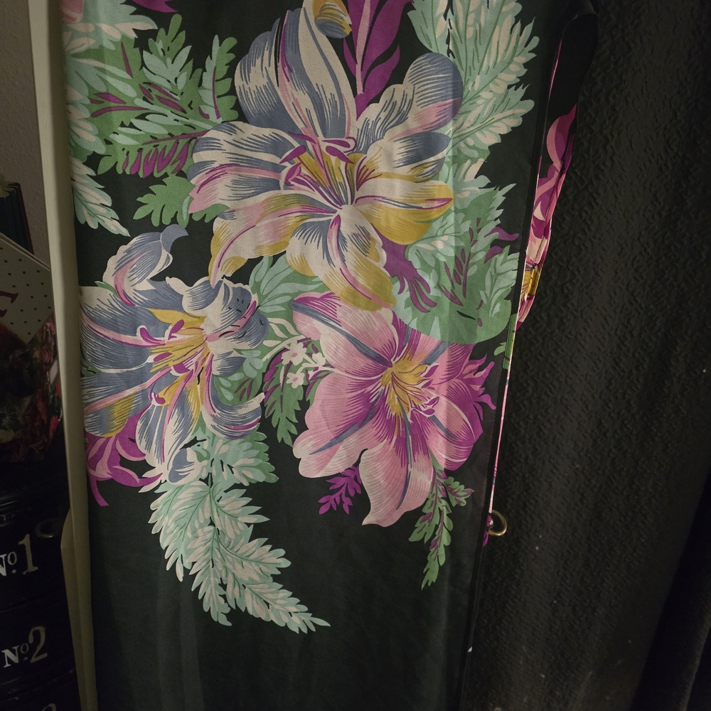 Walter Baker Black Sarong Wrap with Pink and Green Floral Design